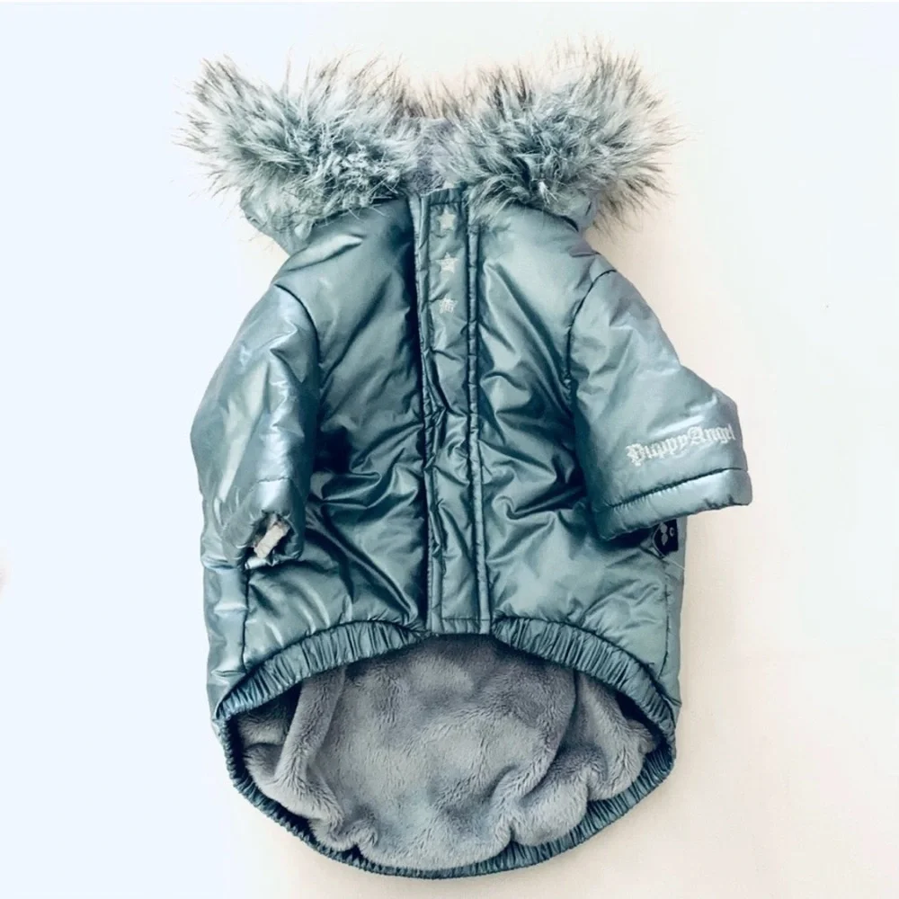 PUPPY ANGEL Faux Down Padding Dog Parka Metallic Coat